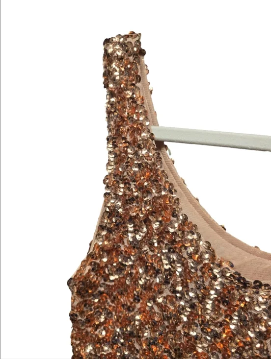 Tea n Rose Rose Gold Sequin Mini Dress Sz. M - Picture 6 of 7